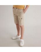 Short en Coton brodé Citron beige