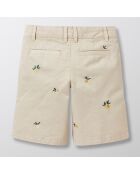 Short en Coton brodé Citron beige