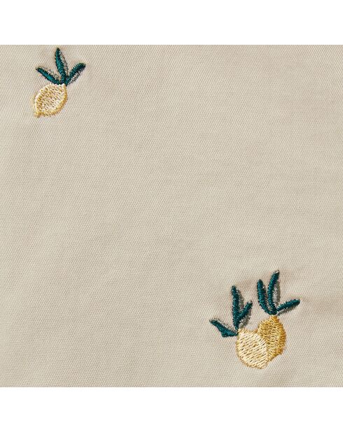 Short en Coton brodé Citron beige