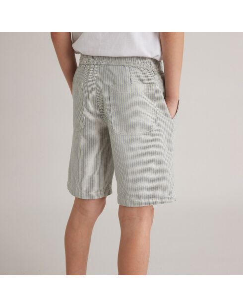 Short en Coton rayures bleu clair