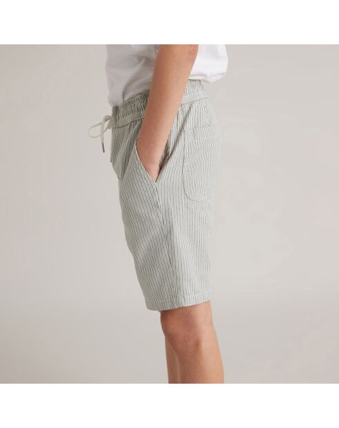 Short en Coton rayures bleu clair