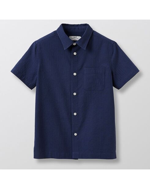 Chemise en Coton Seersucker bleu foncé