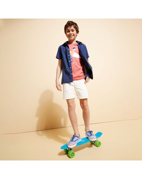 Chemise en Coton Seersucker bleu foncé