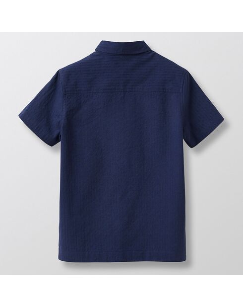 Chemise en Coton Seersucker bleu foncé