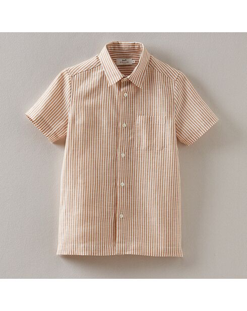 Chemise en Coton & Lin rayée orange