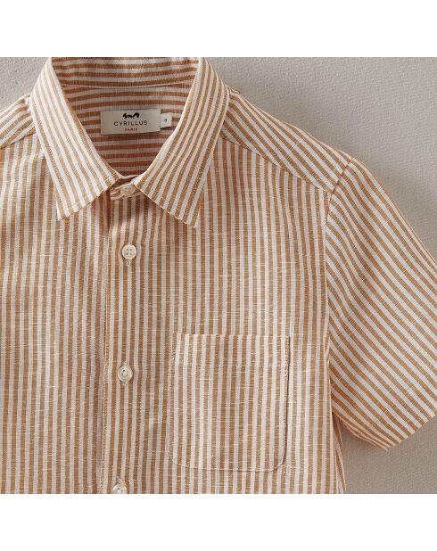 Chemise en Coton & Lin rayée orange