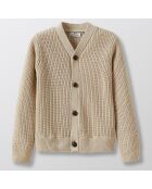 Cardigan côtelé en Maille de Coton & Laine beige