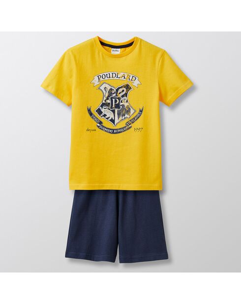 Pyjama T-shirt & Short jaune/bleu foncé