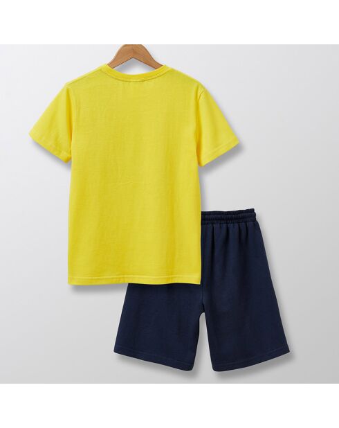 Pyjama T-shirt & Short jaune/bleu foncé