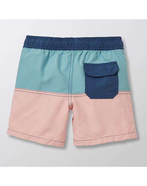 Short de Bain larges rayures rose/vert