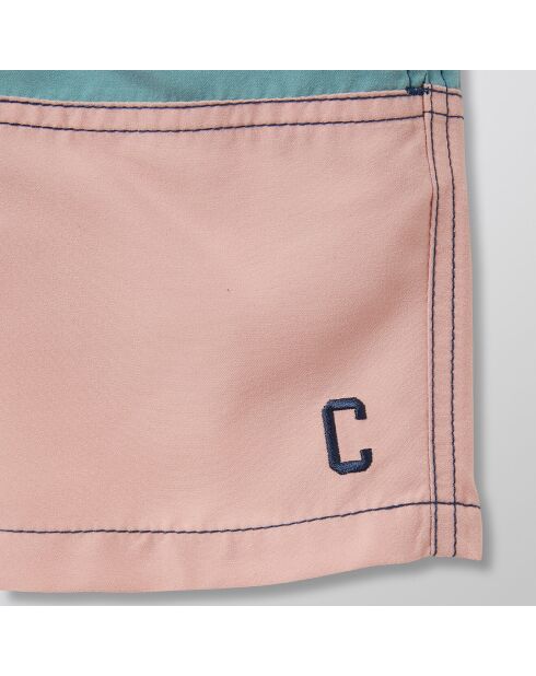 Short de Bain larges rayures rose/vert