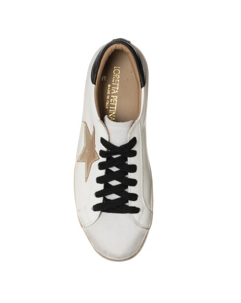 Sneakers en Cuir Star blanc/noir/beige