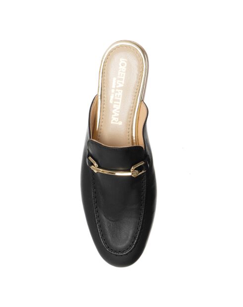 Mules en Cuir Sava noir/doré