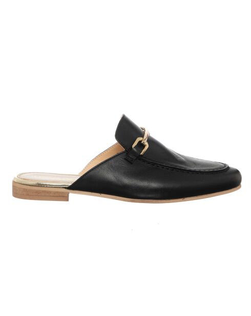 Mules en Cuir Sava noir/doré