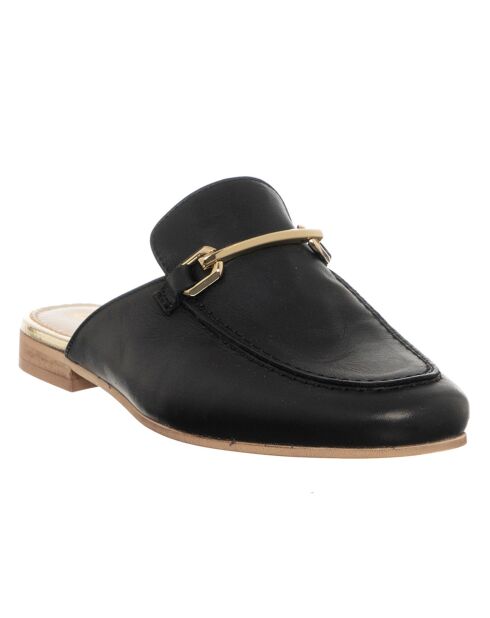 Mules en Cuir Sava noir/doré