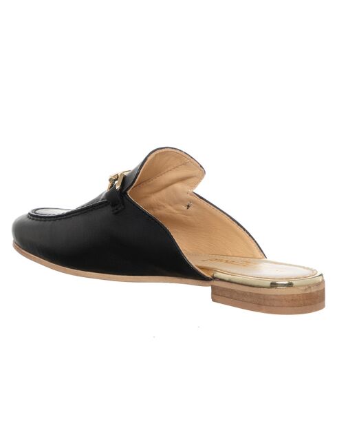 Mules en Cuir Sava noir/doré