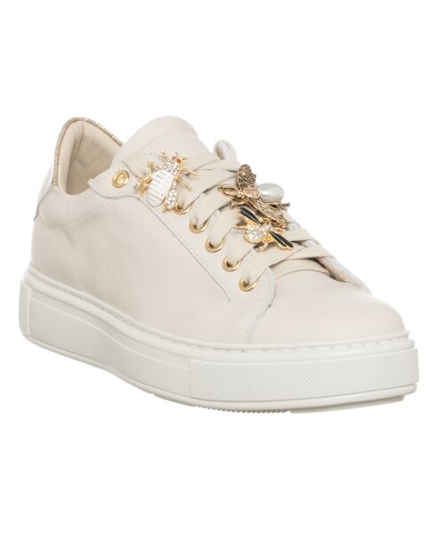 Sneakers en Cuir Pella écru/beige
