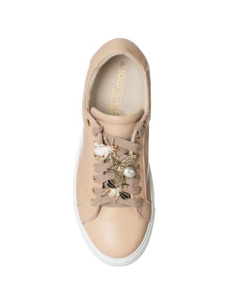 Sneakers en Cuir Nea saumon/beige