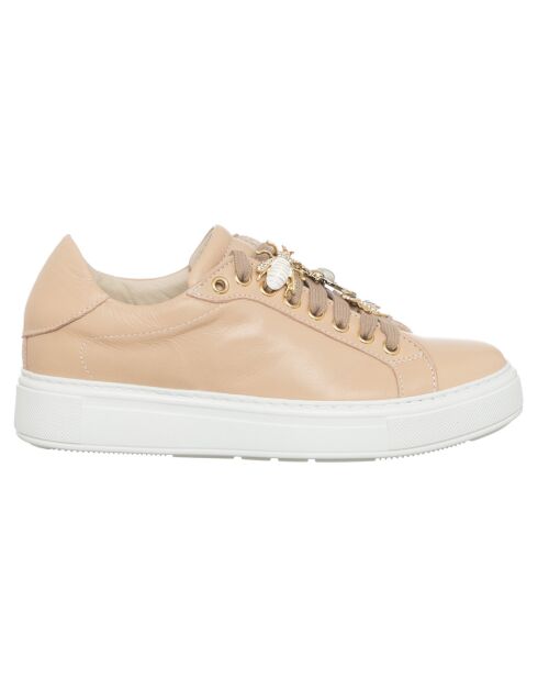 Sneakers en Cuir Nea saumon/beige