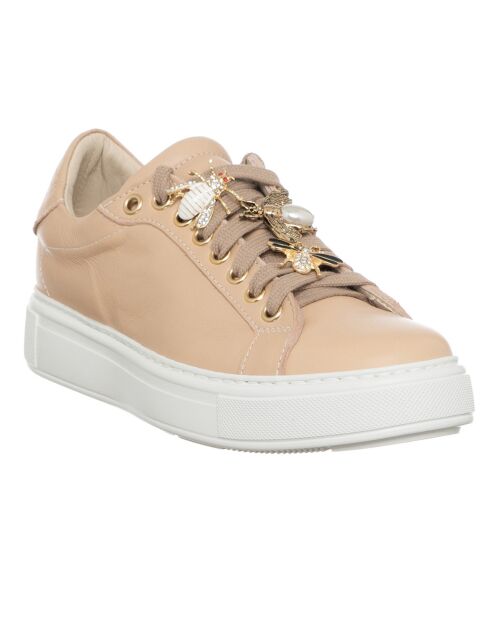 Sneakers en Cuir Nea saumon/beige