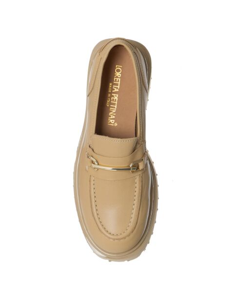 Mocassins en Cuir Meringa beiges - Talon 5 cm