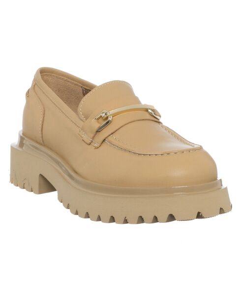 Mocassins en Cuir Meringa beiges - Talon 5 cm