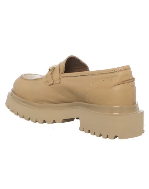 Mocassins en Cuir Meringa beiges - Talon 5 cm