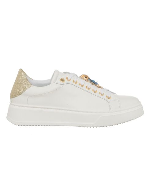 Sneakers en Cuir Gufo blanc/doré