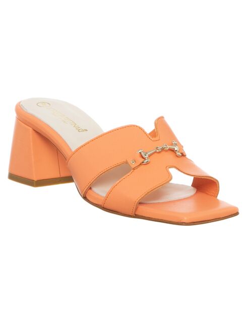 Mules en Cuir Arancia oranges - Talon 5.5 cm