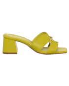 Mules en Cuir Arancia vert acide - Talon 5.5 cm