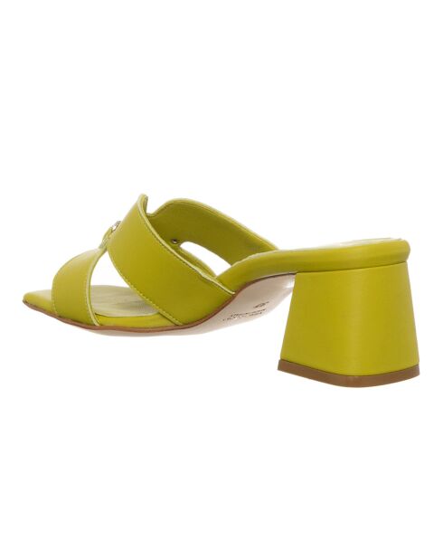 Mules en Cuir Arancia vert acide - Talon 5.5 cm