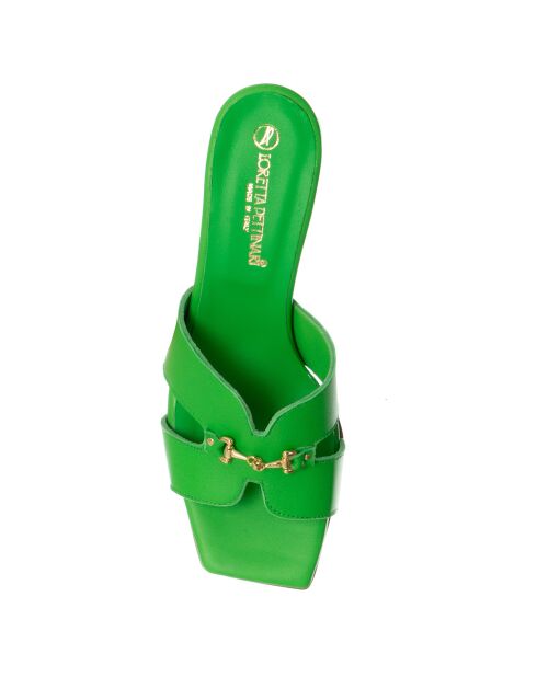 Mules en Cuir Arancia vertes - Talon 5.5 cm