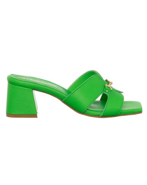 Mules en Cuir Arancia vertes - Talon 5.5 cm