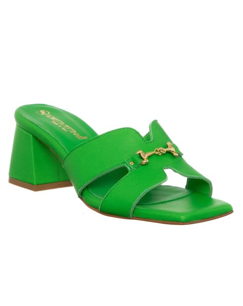 Mules en Cuir Arancia vertes - Talon 5.5 cm