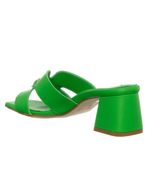 Mules en Cuir Arancia vertes - Talon 5.5 cm