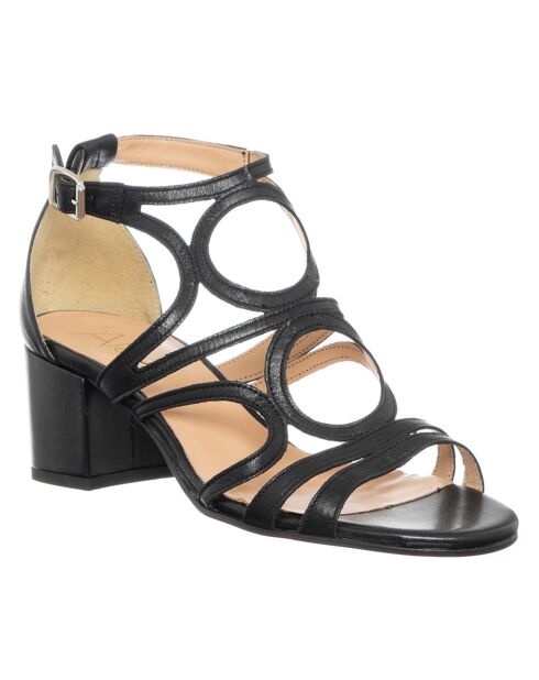 Sandales en Cuir Luz noires - Talon 6 cm