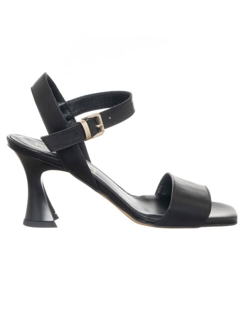 Liam Ledersandalen, 8 cm Absatz, Schwarz