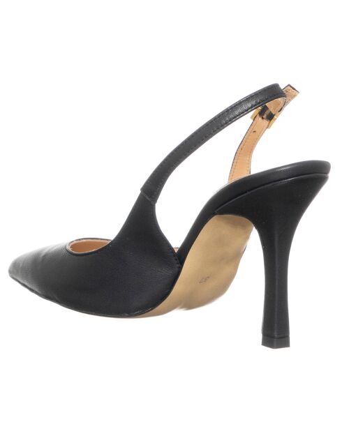 Slingbacks en Cuir Liscio noires - Talon 10 cm