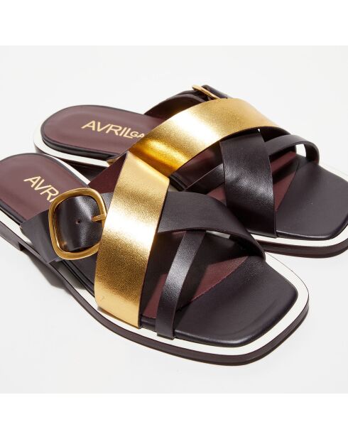 Muiltjes van leer met Bordeaux/gouden rum