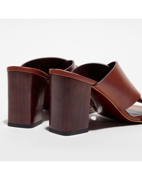 Mules en Cuir Omar cognac - Talon 8 cm