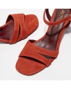 Sandales en Velours de Cuir Mimette cognac - Talon 6,5 cm