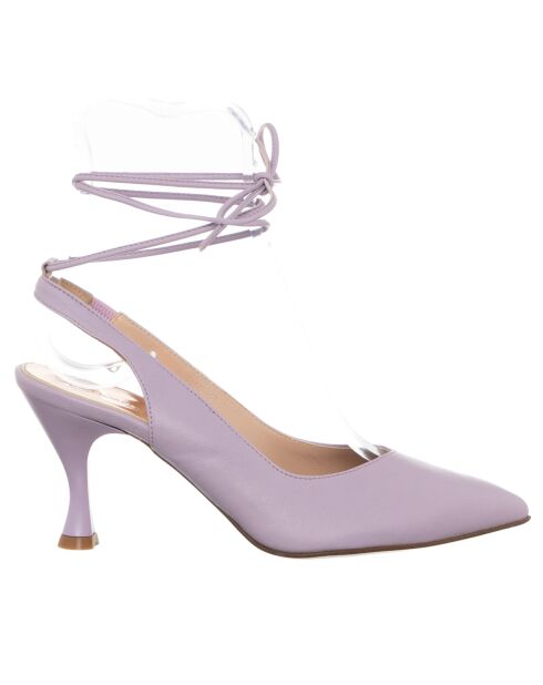 Slingbacks en Cuir Nala lilas - Talon 7.5 cm