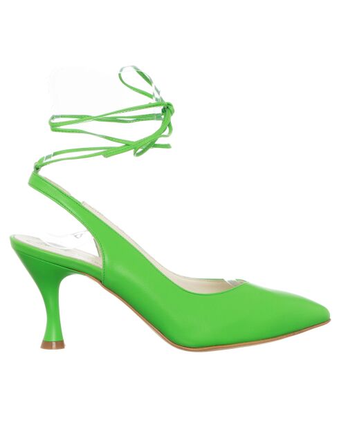 Slingbacks en Cuir Mia vertes - Talon 7.5 cm