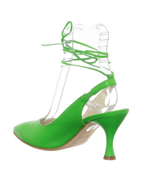 Slingbacks en Cuir Mia vertes - Talon 7.5 cm