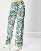 Pantalon fluide satiné Iwa psyché vert/beige