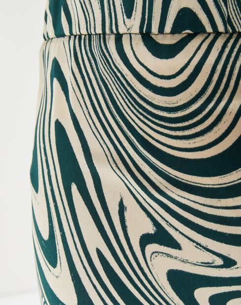 Pantalon fluide satiné Iwa psyché vert/beige