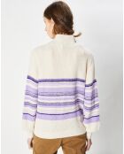 Pull en Laine & Mohair mélangés Lamar rayé écru/violet