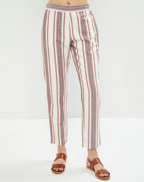 Pantalon Cedric rayé tomette