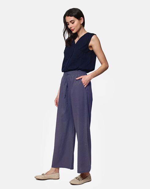 Pantalon 100% Lin Solene bleu jean's