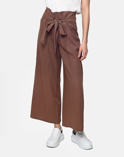 Pantalon 100% Lin Chloe marron
